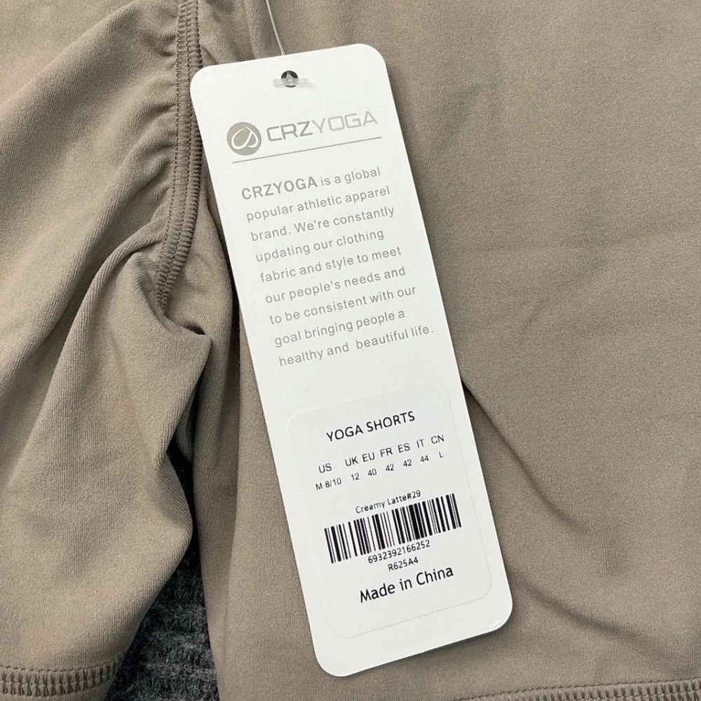 CRZYOGA Butterluxe Origin Yoga Shorts Womens M Creamy Latte Tan New With Tags